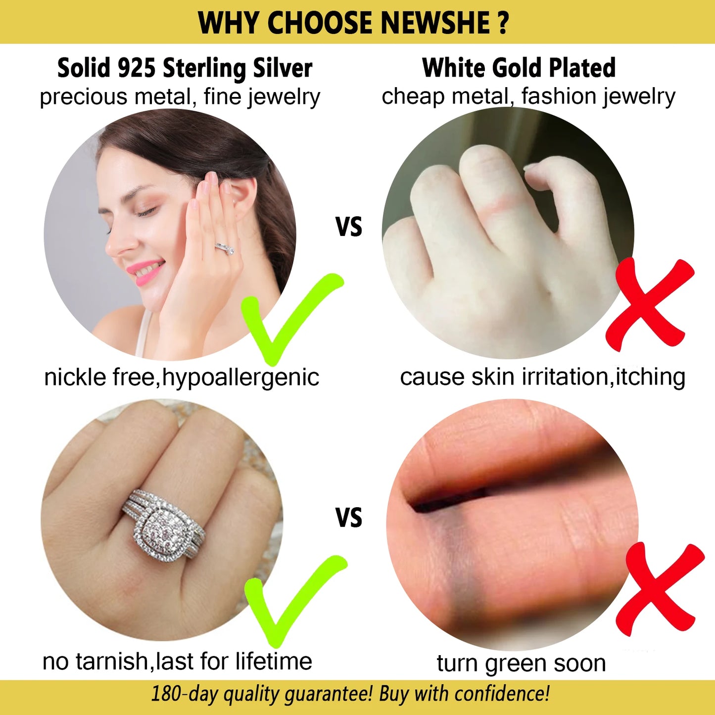 Rings for Women Solid 925 Sterling Silver