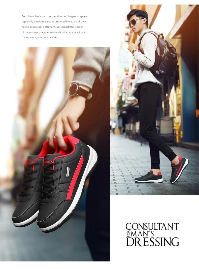 Sneakers Leisure Male Leather Sports Shoes Non-Slip Footwear Tennis for Men