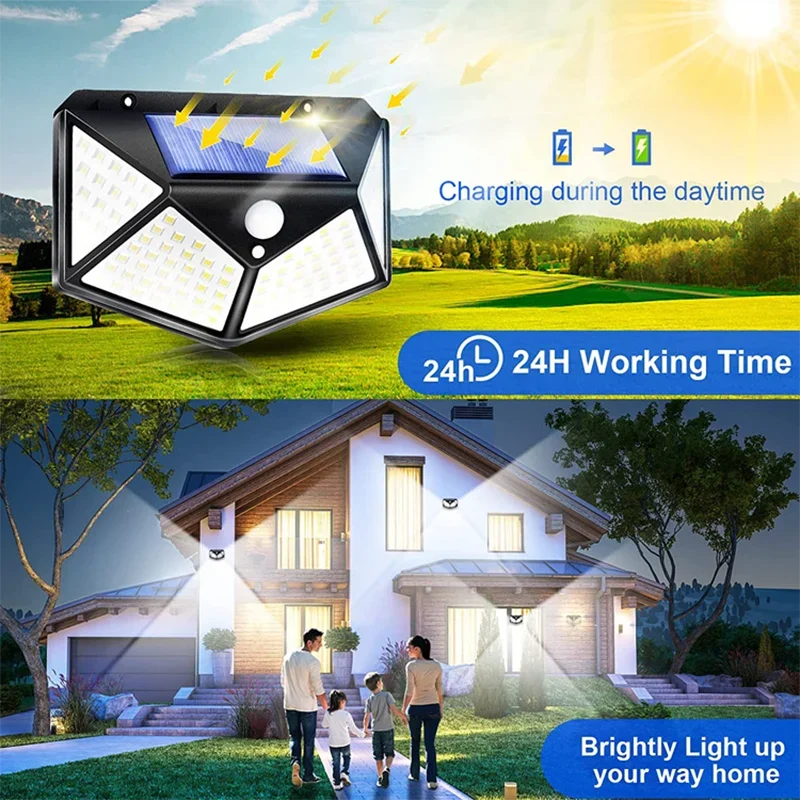 Lights Outdoor Solar Lamp PIR Motion Sensor Solar Powered Sunlight Street Light for Garden Decoration