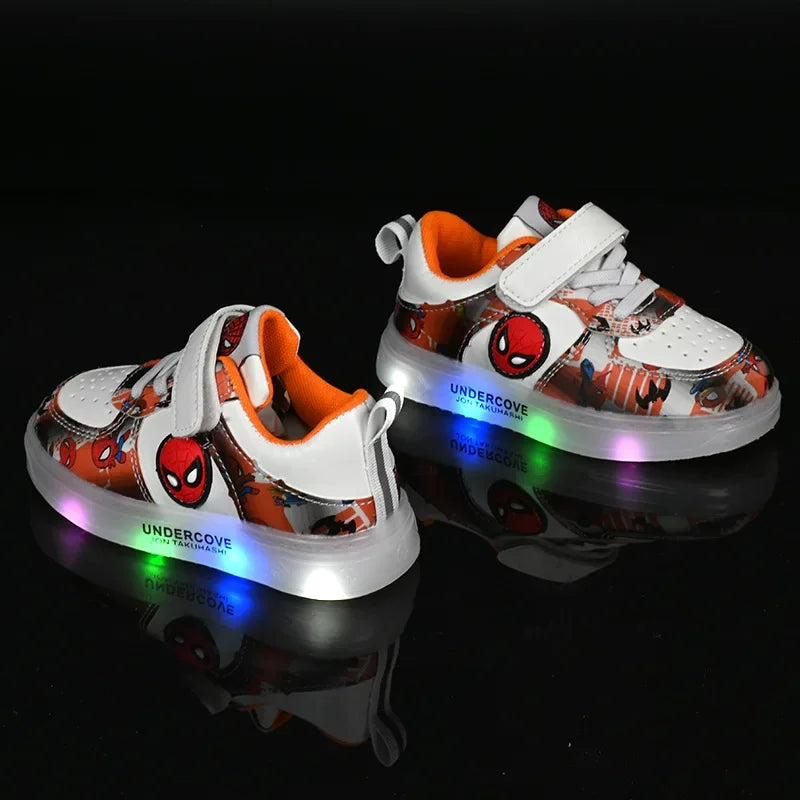 Disney Led Light Shoes for Kids Fashion Cartoon Spiderman