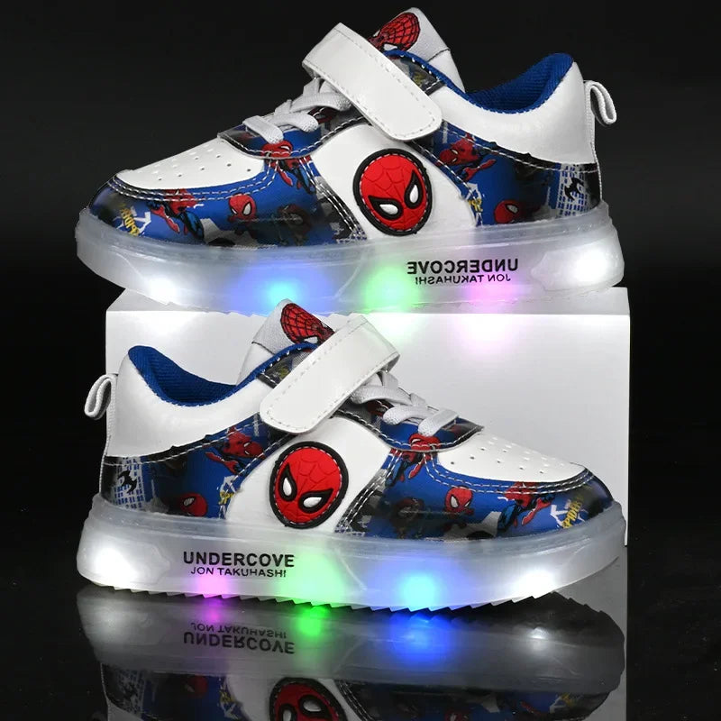 Disney Led Light Shoes for Kids Fashion Cartoon Spiderman