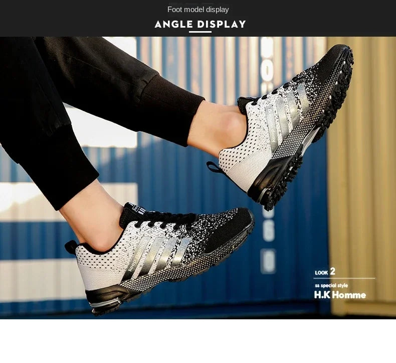 Men Sneakers Fashion Breathable Mesh Comfortable Black Sports Shoes