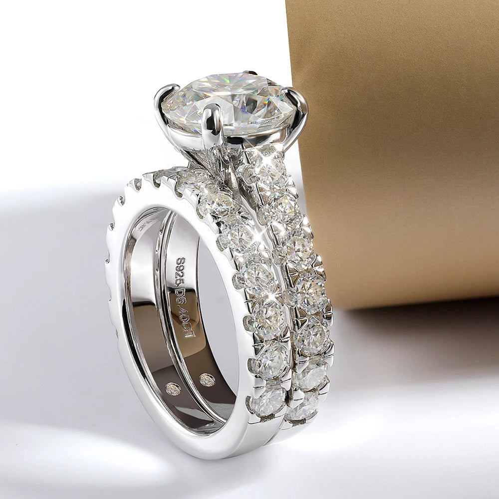 Rings Set for Women Man Wedding Bridal Gift 100% S925 Sterling Silver Row Rings Fine Jewelry