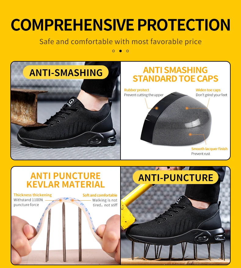 Sneakers Safety Shoes Men Indestructible Work shoes Tactical Boots