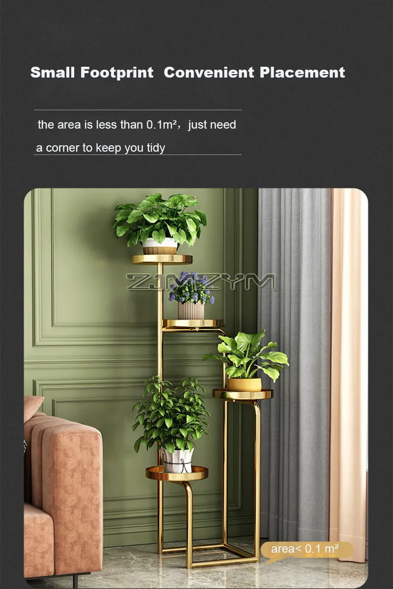 Stand Gold Display Rack for Flowers Living Room Flower Pot Stand