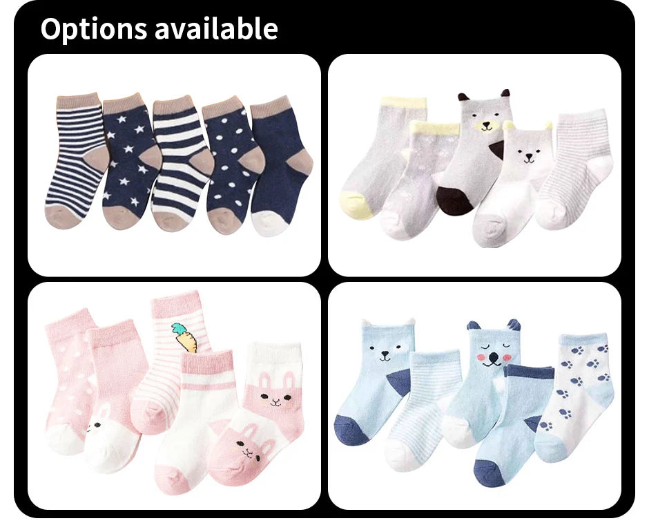 5 Pairs Cartoon Baby Socks
