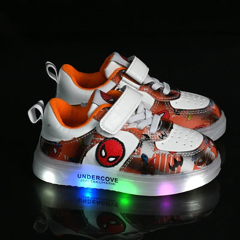 Disney Led Light Shoes for Kids Fashion Cartoon Spiderman