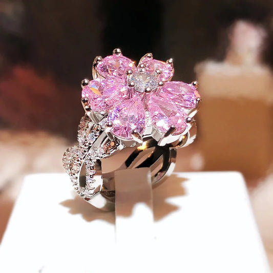 Pink Crystal Stone Ring  Jewelry