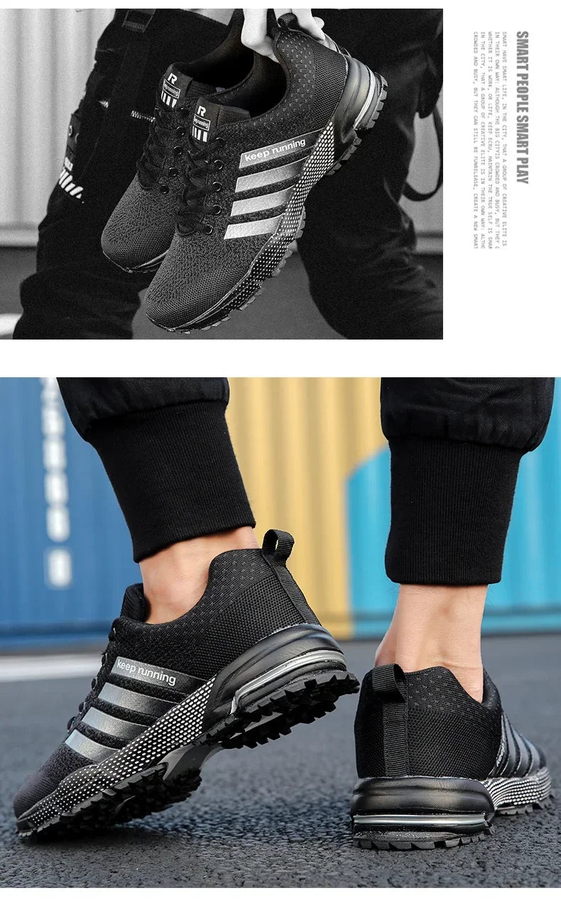 Men Sneakers Fashion Breathable Mesh Comfortable Black Sports Shoes