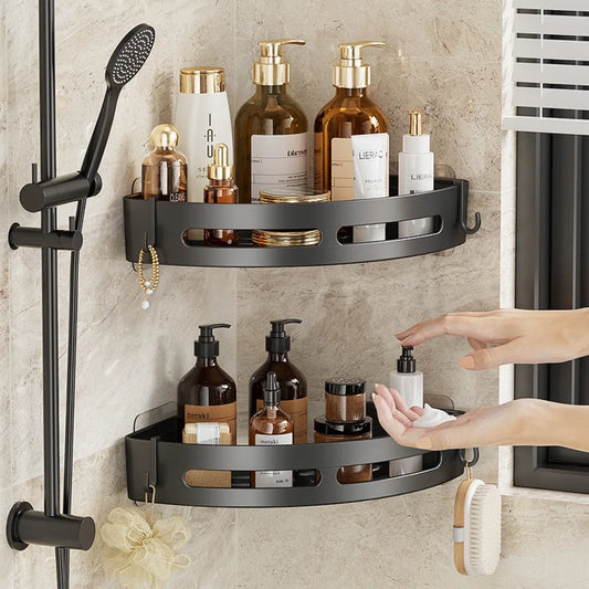 Shelf Storage Upgraded Waterproof Bathroom Organizer Shampoo & Towel Holder Wall Mount